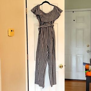 Gingham Off Shoulder Jumpsuit